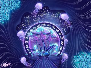 Trippy psychedelic shroom world portal