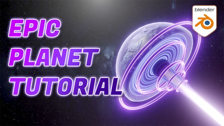 Learn to create this Epic Half Planet with a Beam going through the Core in Blender Cycles